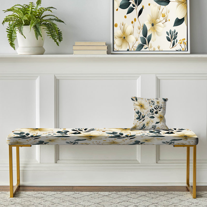 Upholstered Bench, Floral Vine Delight Serenity