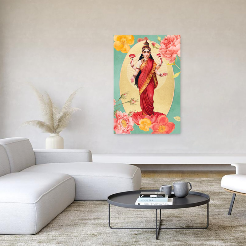 Divine Lakshmi Bloom Colorful Peaceful Serene Lotus Flower Nature Wall Art Print, 152.4cm H x 101.6cm W
