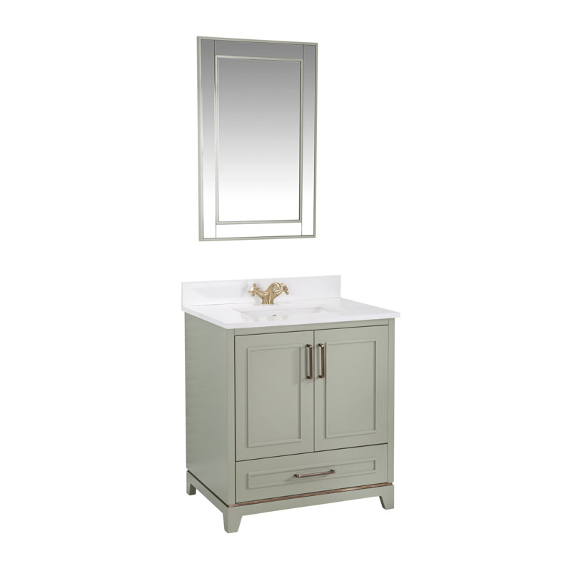 Ensemble de meuble-lavabo simple 29,5 po avec miroir Clararose, Vert