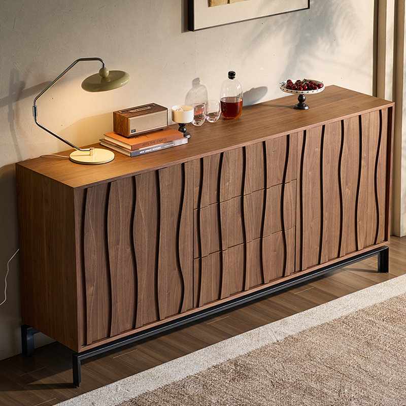 Armoire d'appoint simple couleur noyer en bois ondulé.