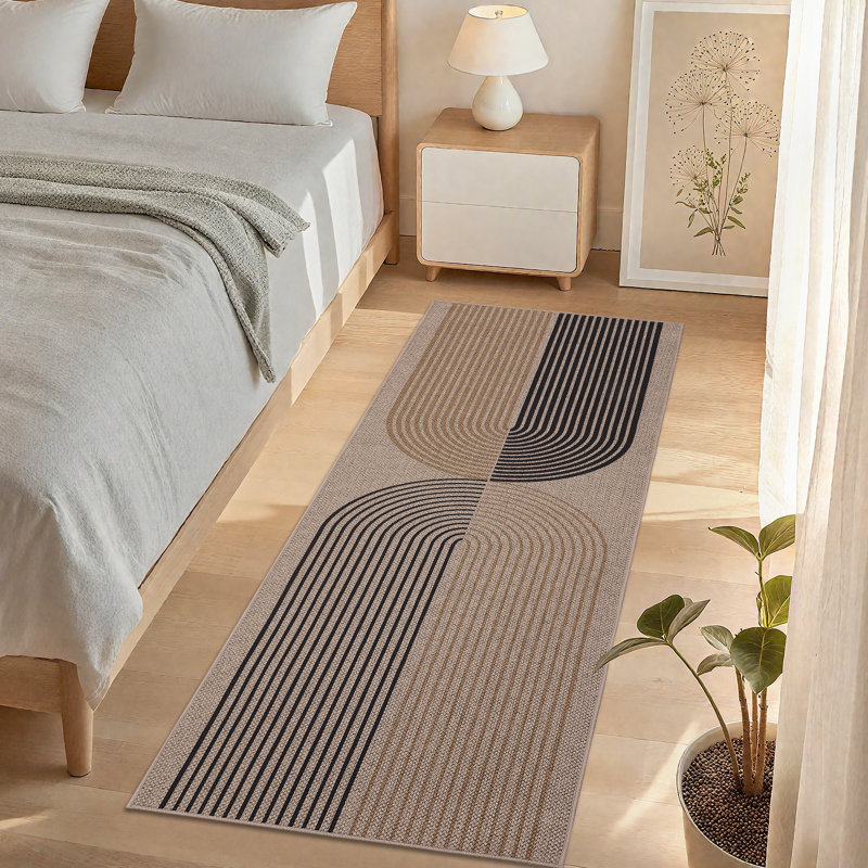 Tapis à rayures en jute Modern Modern, Beige, Tapis de couloir 2 po x 6 po