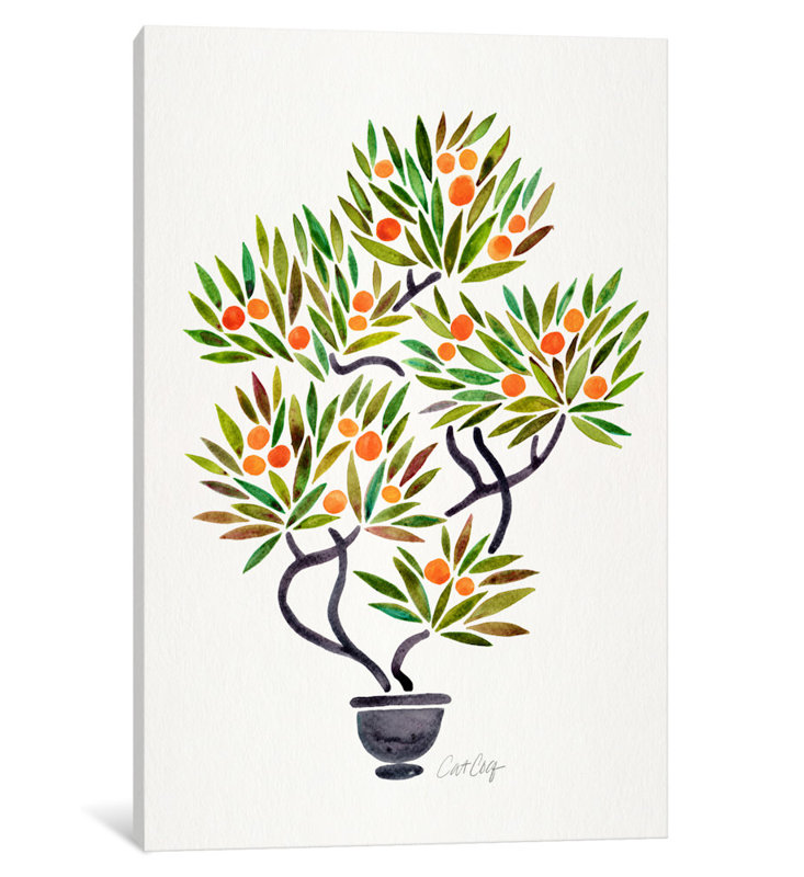 « bonsai orange tree i », reproduction d’art sur toile, H 26 po x l 18 po x P 1,5 po