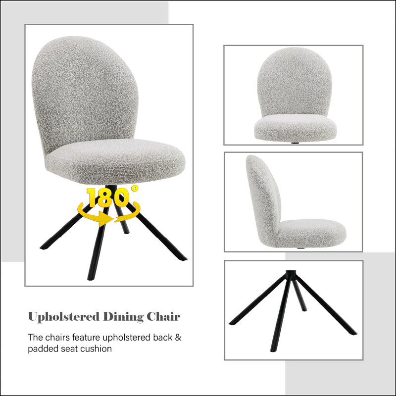 Gray Boucle Side Chair With Swivel