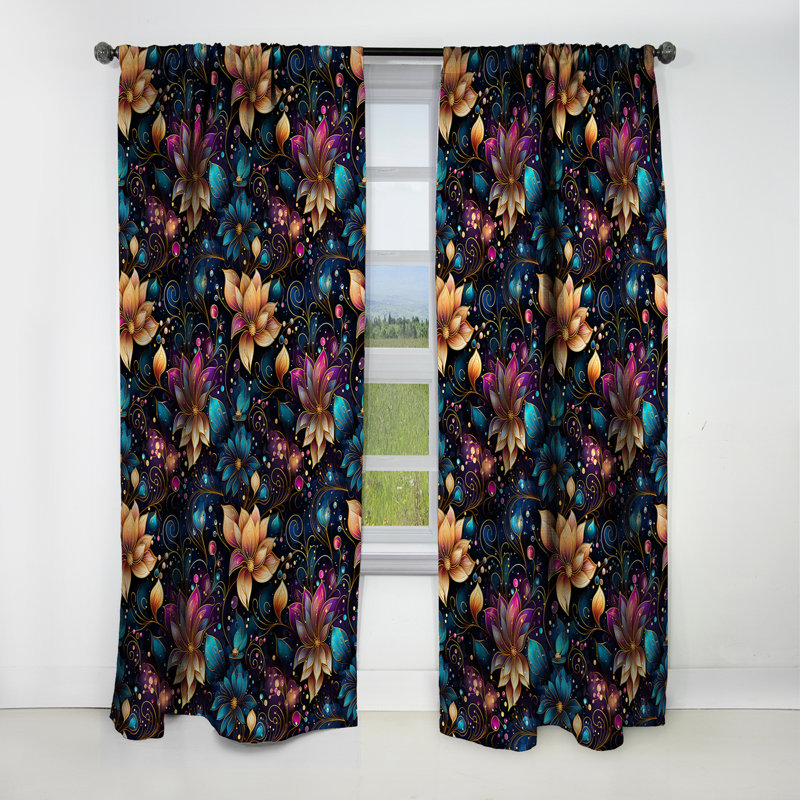 Motif marocain boho motif I - Rideau floral - Rideau occultant floral - 1 panneau, L 52 po x L 90 po