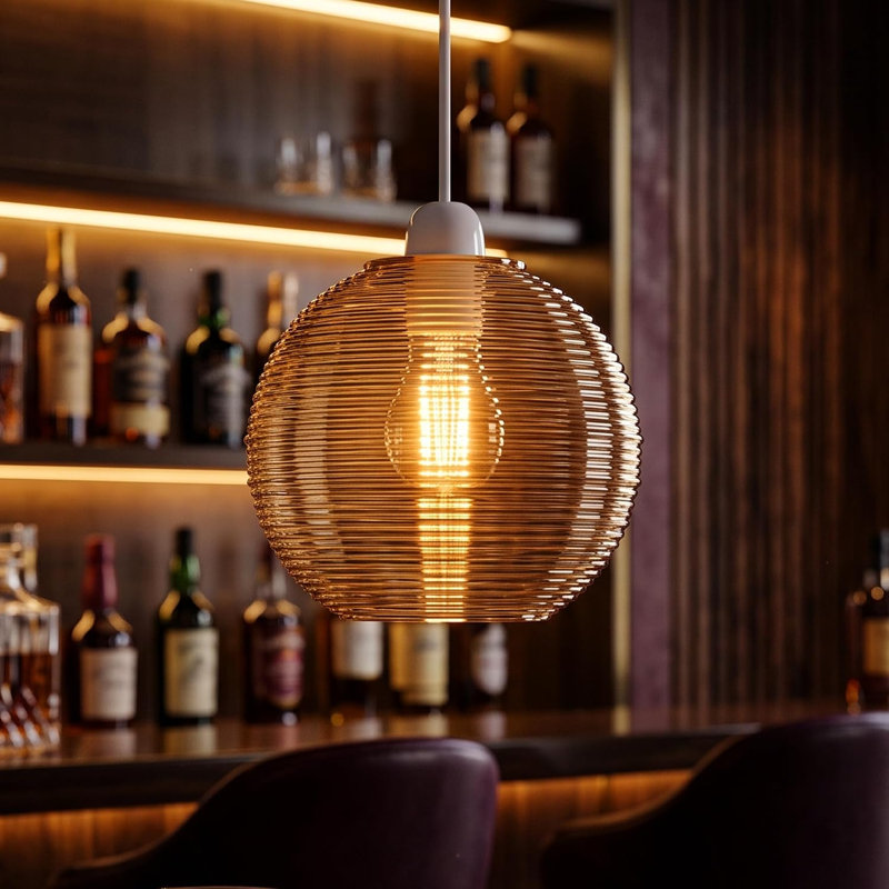 Glass Lamp Shade in Amber, Globe
