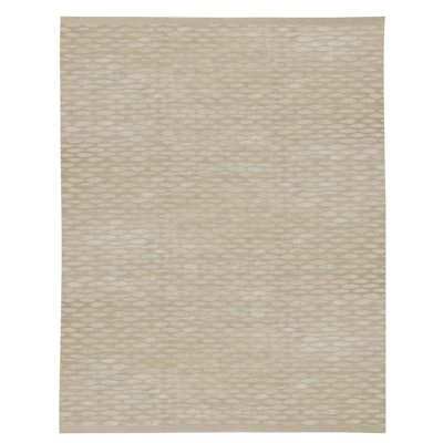 Tempo Geometric Hand-Knotted Wool/Silk Beige/Neutral Area Rug