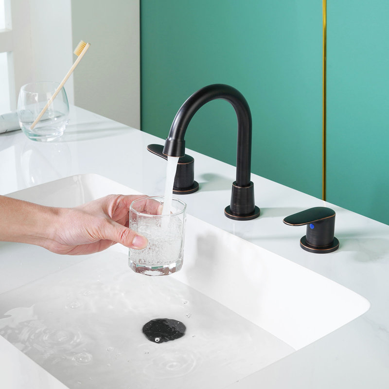 Oil Rubbed Bronze 8-Inch Widespread Double Handle Bathroom Faucet