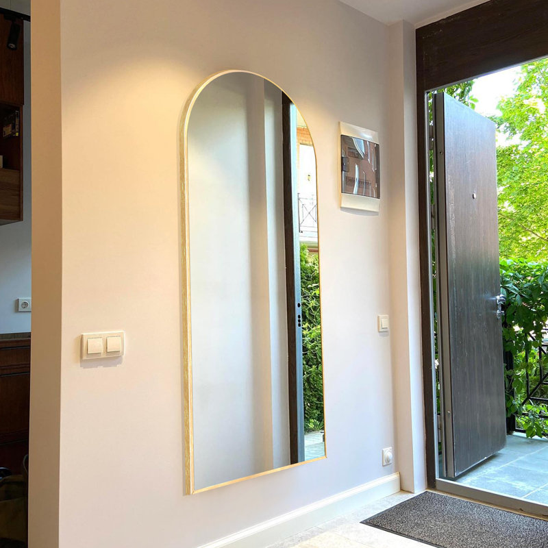 Large Arch Full Length Mirror with 3 Mounting Method, 65" x 22", Brushed Gold