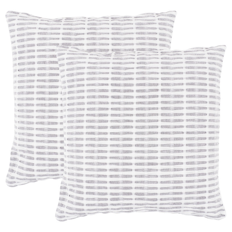 Housse de coussin en coton plissé, gris, H 16 po x l 16 po