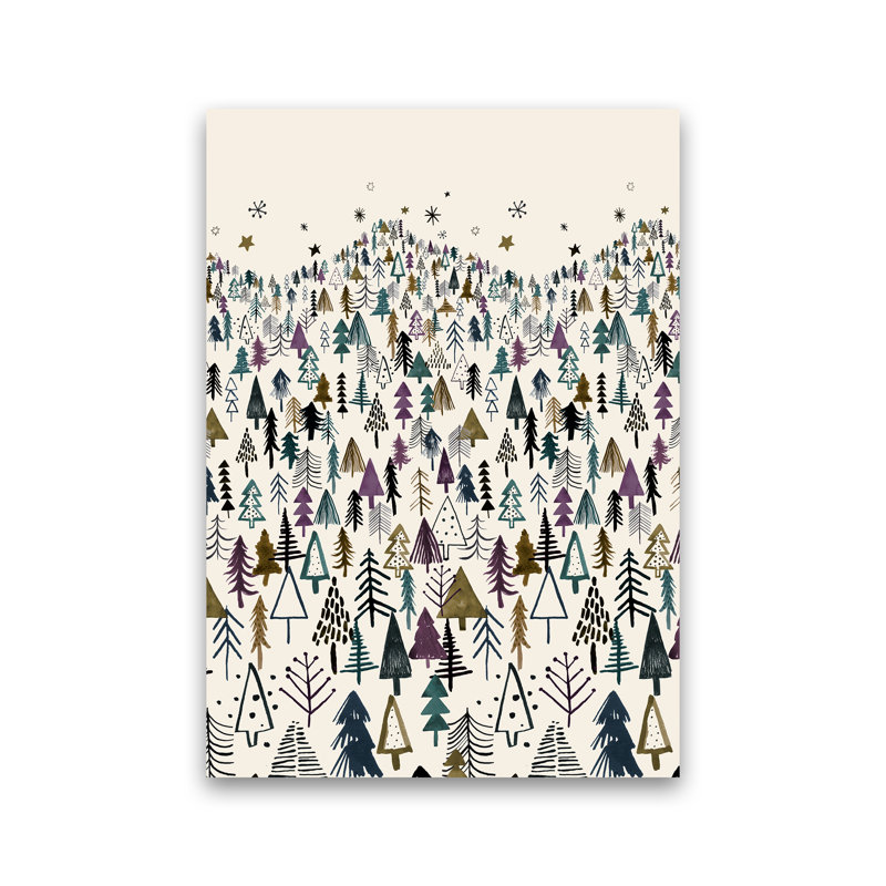 Trees Forest Night Purple - Print, No Framed, 42cm H x 30cm W x 1cm D