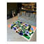 Tapis décoratif multicolore à motif abstrait de formes tissées et lavable à la machine-494107308