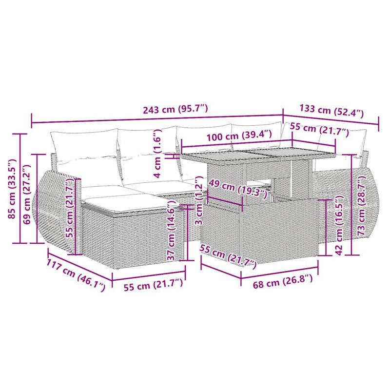 Vidaxl Garden Sofa Set Black