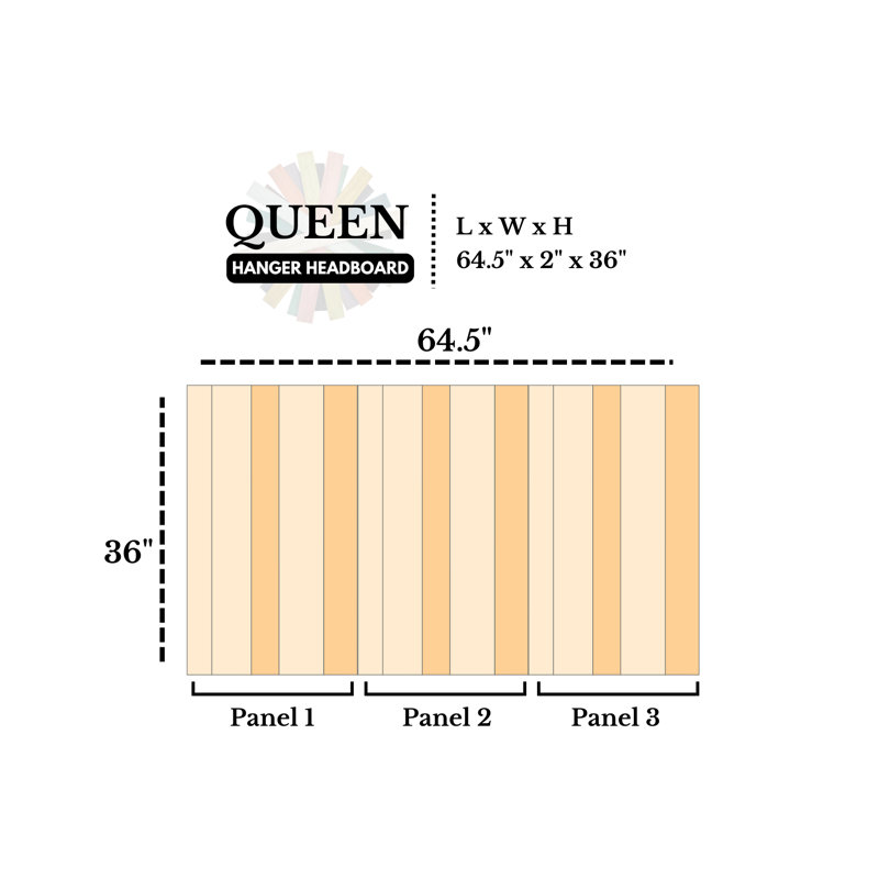 Queen Size Multicolored Solid Wood Floating Panel Headboard