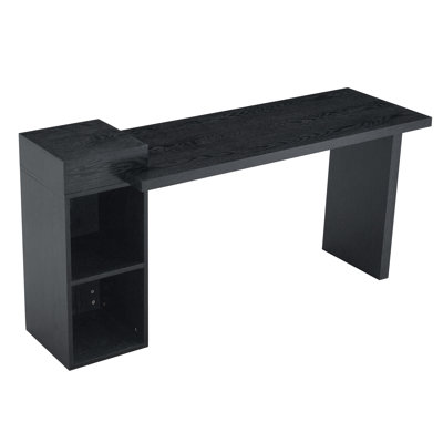 33.00×67.00×21.50 Inch Side Table, 2-Tier Storage & Space Saving, Wood Grain Mdf Console Table For Living Room Hallway Bedroom Black
