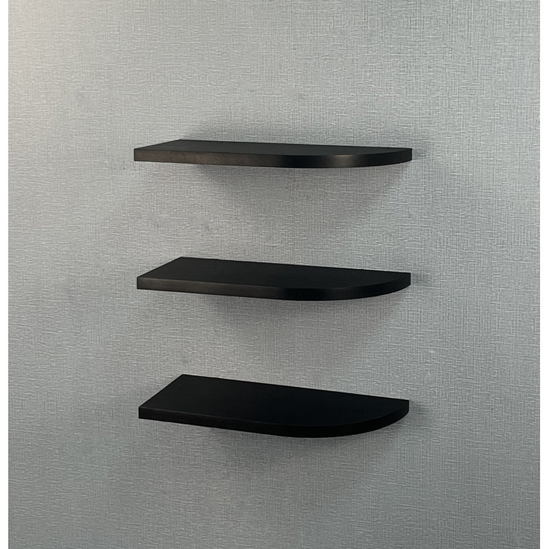 Myrtia 3 Piece Floating Shelf, Black