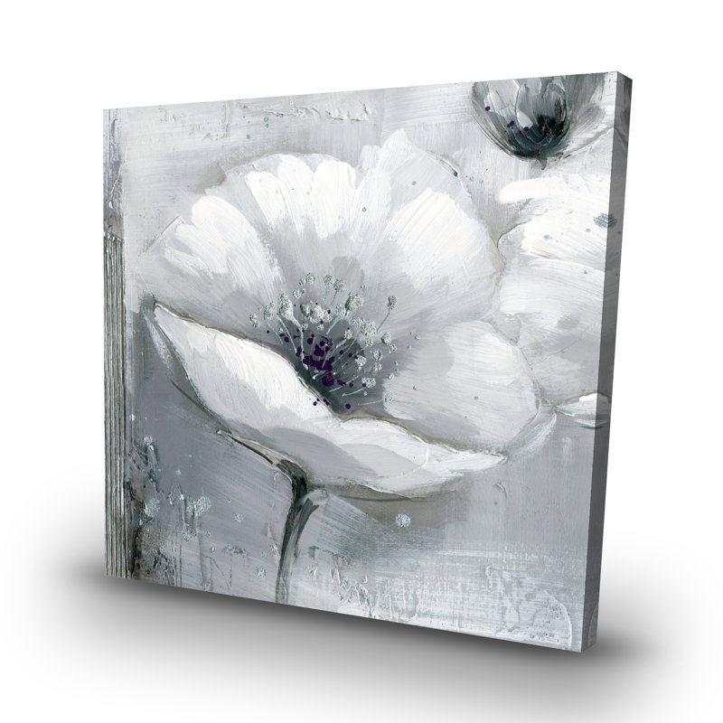 Grayscale flowers - 32"x32" art on canvas