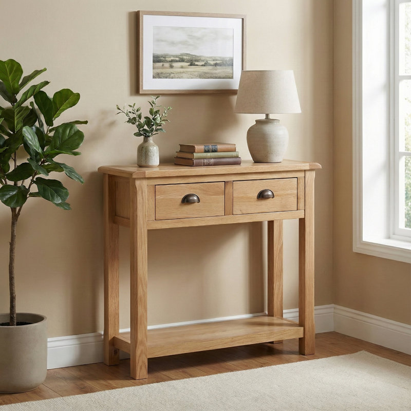 Racquel 75cm Solid Wood Console Table, Oak