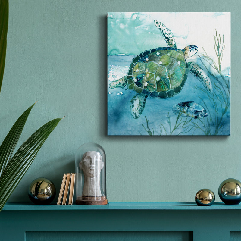 «Delray Sea Turtle I», reproduction d'art sur toile tendue, H 10 po x l 10 po x P 1,5 po