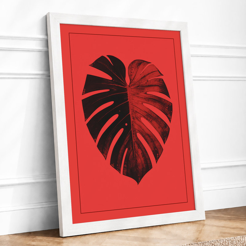 Monstera In Burgundy Botanical - Print, A2 - 59.4 x 42.0 cm, White