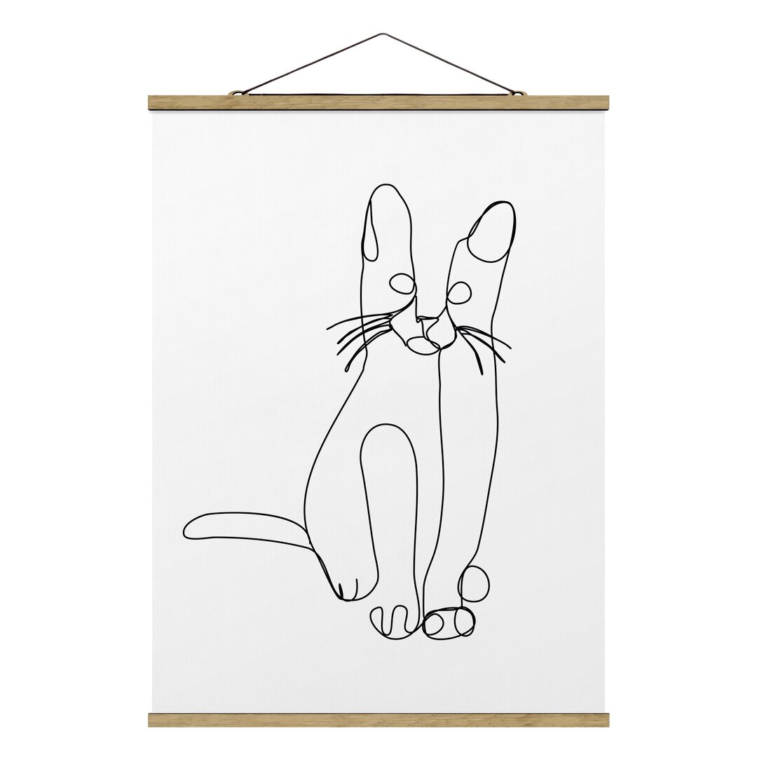 Stoffbild Mit Posterleisten - Katze Line Art - Hochformat 4:3