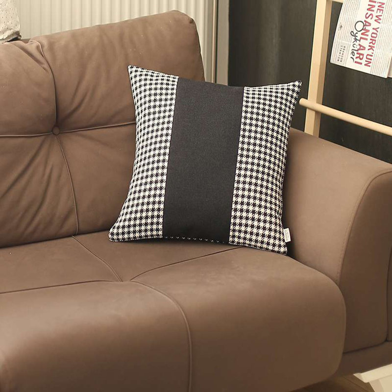 Houndstooth Throw Pillow, Black/White, Polyester