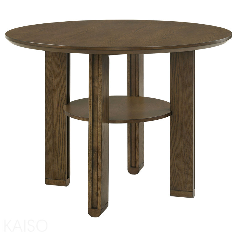 Table de salle à manger ronde à hauteur de comptoir en bois brun