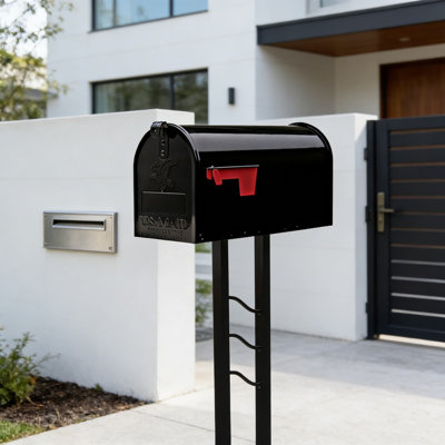 Galvanized Steel Mailbox And Post Kit - USPS Approved Curbside Mailbox With Rust-Resistant Powder Coat Finish, Medium Capacity For Mail And Packages