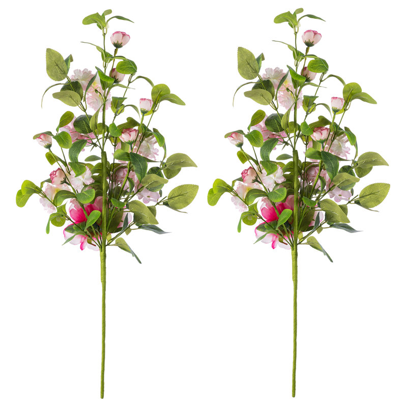 Ensemble de 2 hortensias roses, pivoines et cerises 28 po