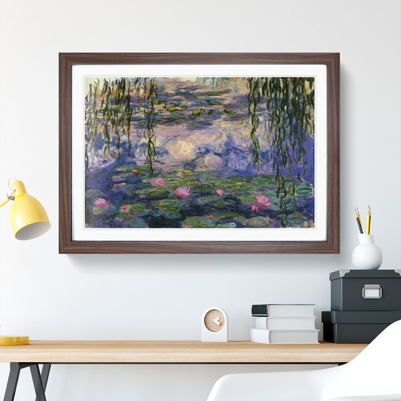 Water Lilies Lily Pond Vol.11 by Claude Monet - Picture Frame Painting, 48cm H x 65cm W x 2cm D, Walnut