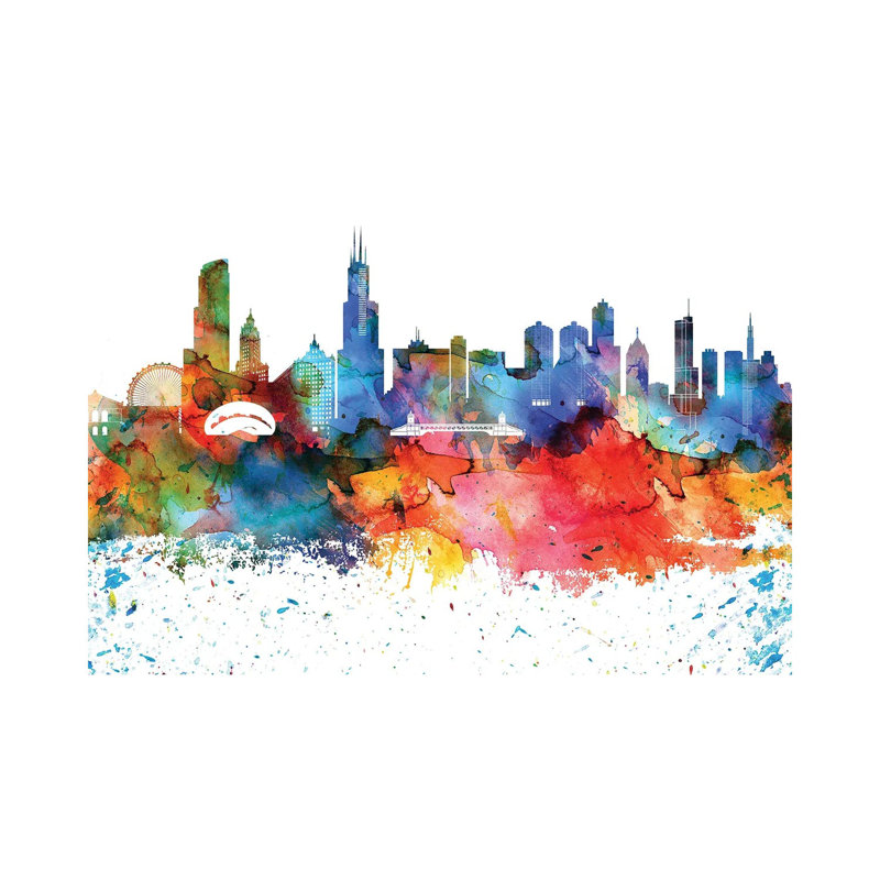 Chicago Skyline - Wrapped Canvas Painting, 66.04 cm H x 45.72 cm W x 3.175 cm D