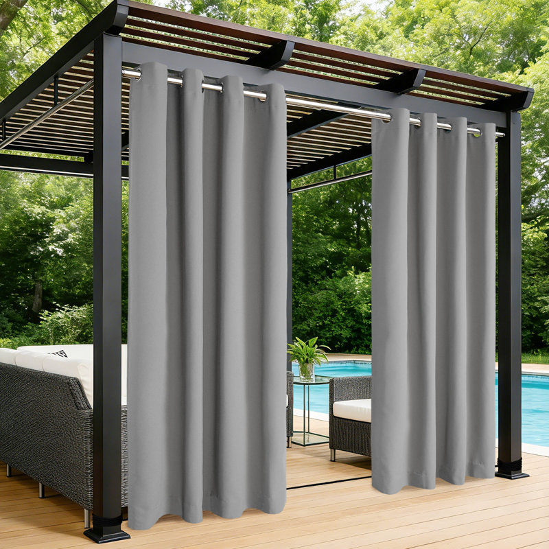 Rideaux occultant 100% oléfine imperméables, L 52 po x L 96 po, Gris cendre