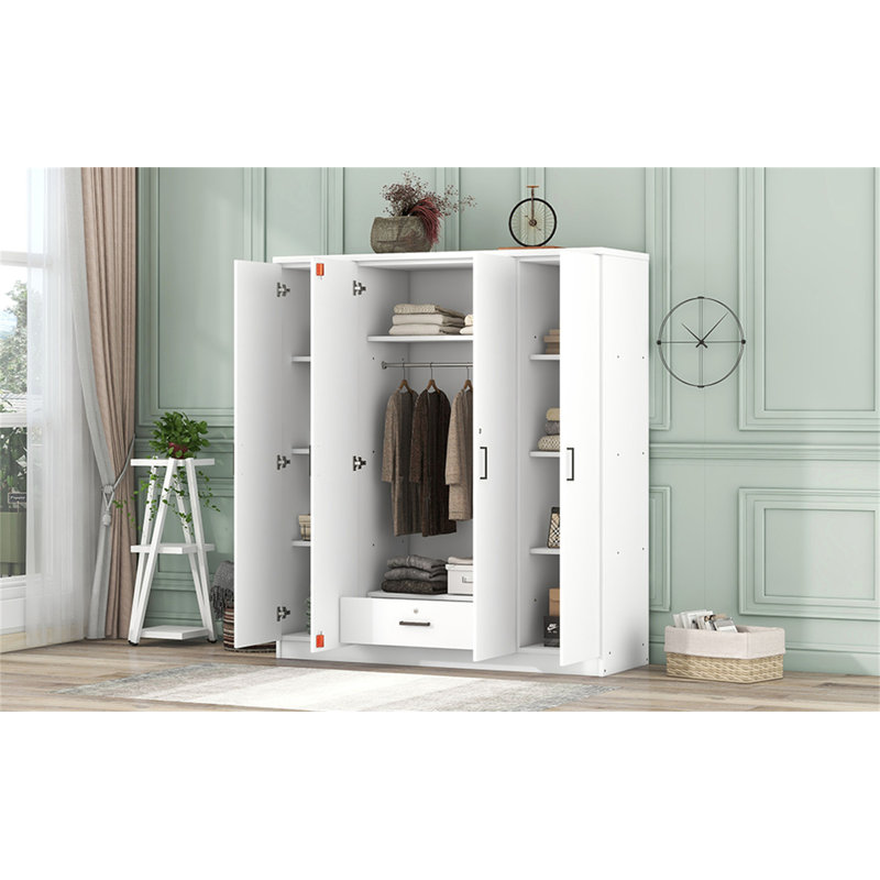Armoire 4 portes avec 1 tiroir, Blanc