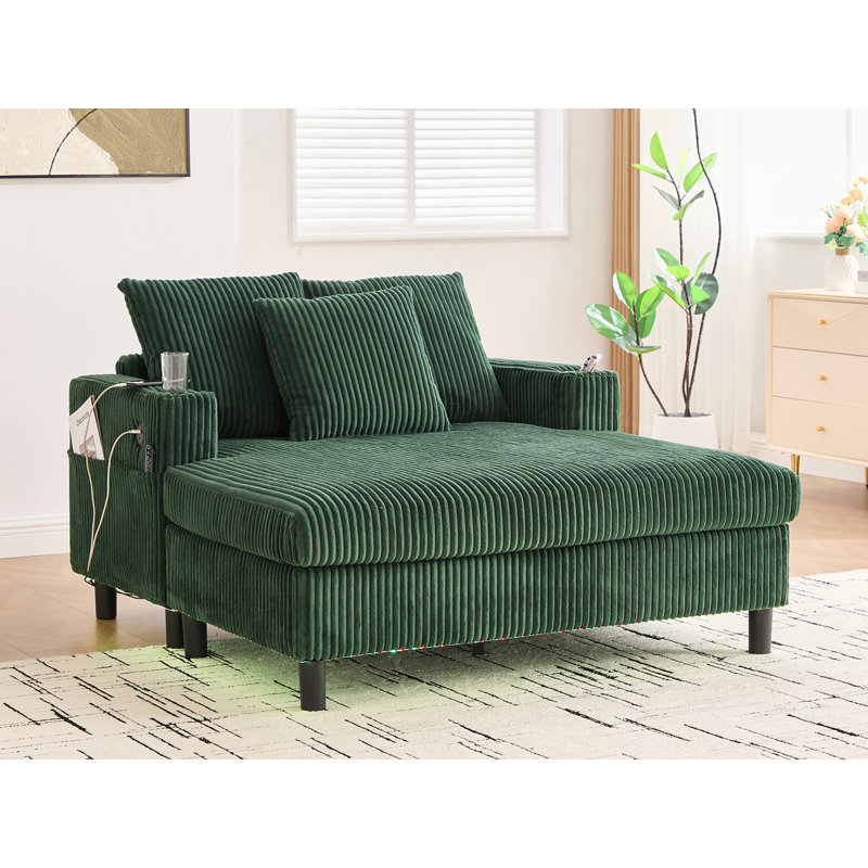 Chaise longue rembourrée 50 po, Émeraude