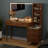 48" Vanity Desk With Hd Lighted Mirror & Glass Top-1406158449
