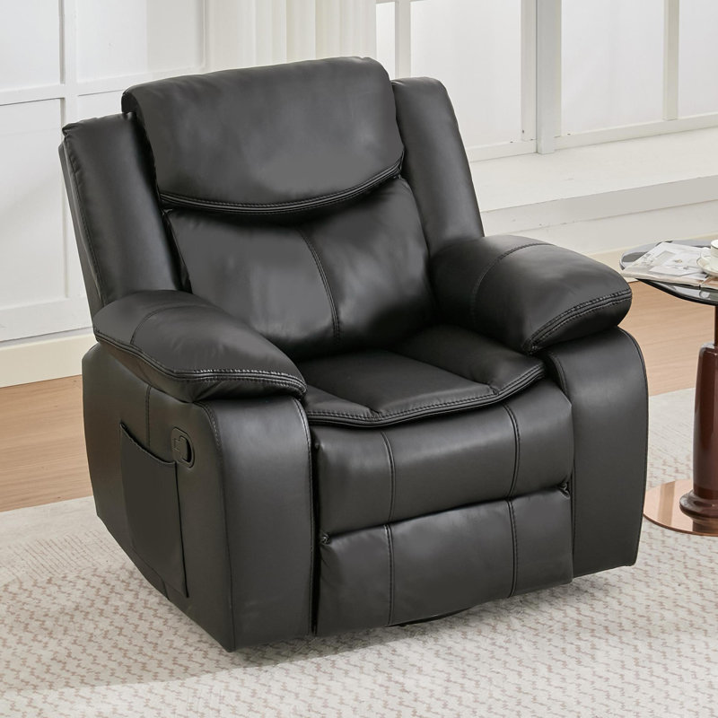 Chaise de salon inclinable et pivotante Crovetti, Noir