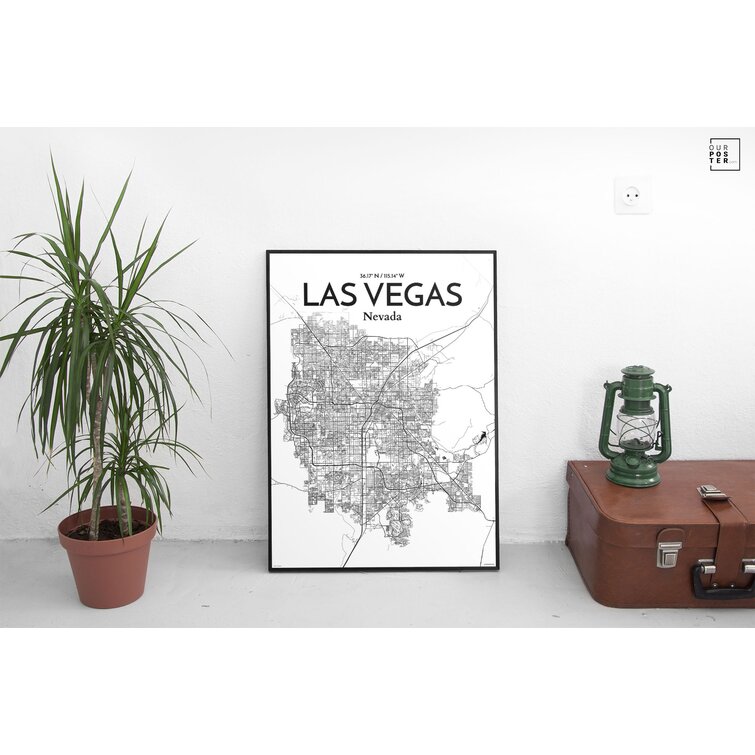 Las Vegas City Map On Paper Print