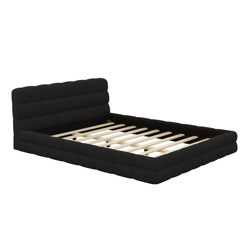 Lit plateforme en tissu d'ameublement, Noir