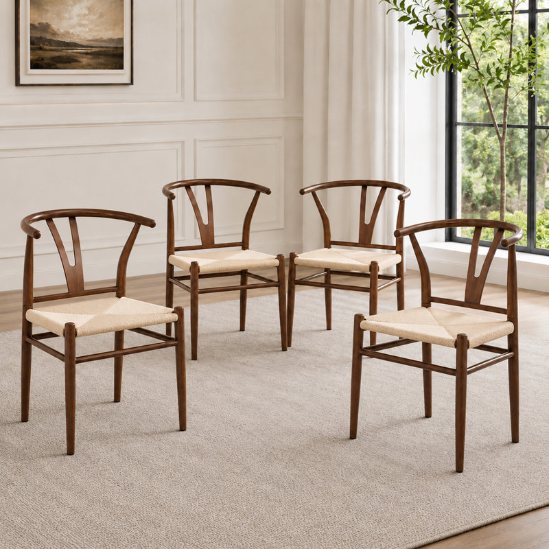 Chaises de salle à manger à dossier en Y de style Mid-Century, Brun, 4