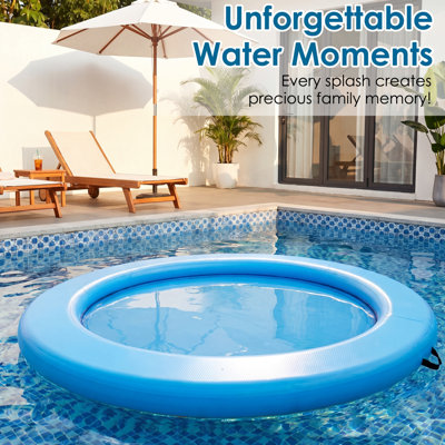 Hamac gonflable rond et flottant pour l'eau, flotteurs de piscine robustes pour la plage de Lake River, plateforme de flotteurs de radeau de taille familiale pour la fête des adultes, tapis de bain de bronzage portatif pour bronzer