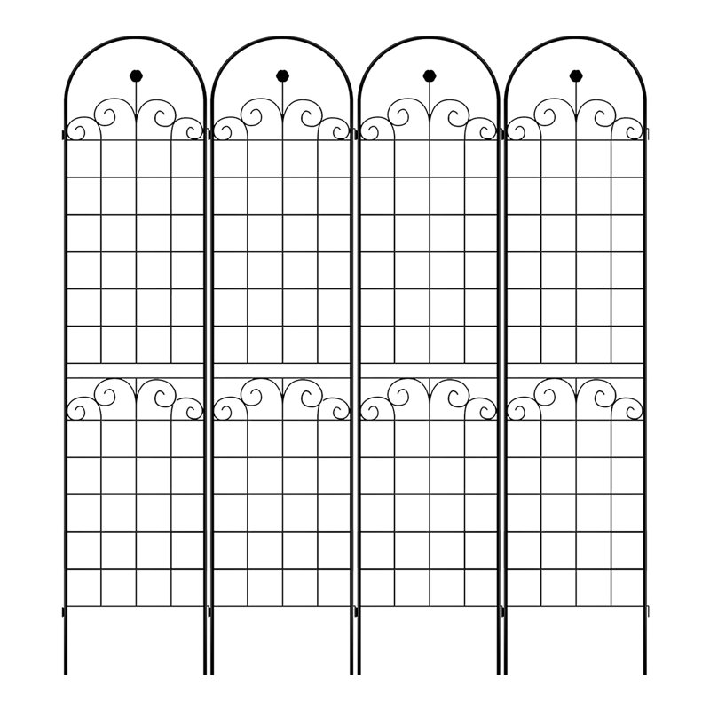 Ensemble de 4 treillis de jardin en métal antirouille pour plantes grimpantes, grille de soutien pour plantes de 86,7 po de hauteur