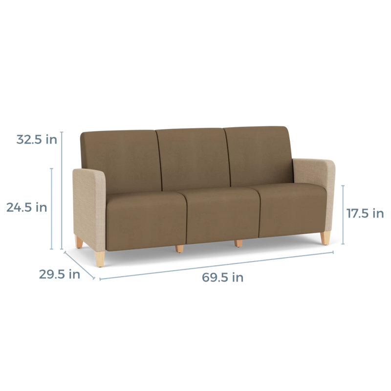 Fauteuil de réception 3 places Ravenna, Bois naturel, Chambray calcaire / Patriot Plus taupe