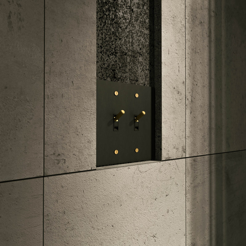 Ozarke Modern Brass Toggle Switch, Night Black with Brass, 2 Gang 2 Way
