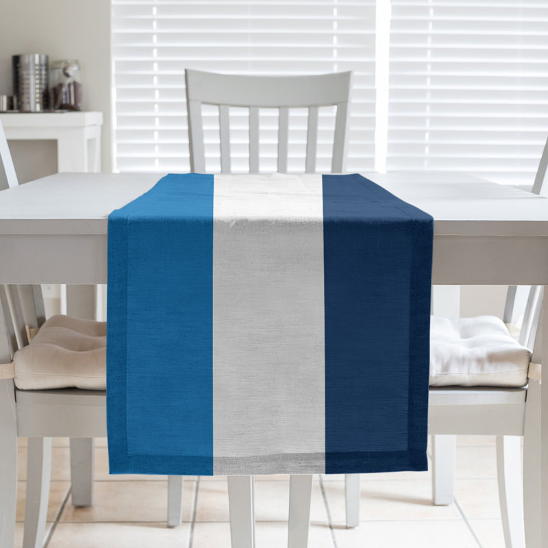 Chemin de table basket Philadelphia, L 72 po x l 16 po, Bleu / blanc / bleu marine, Polyester sergé