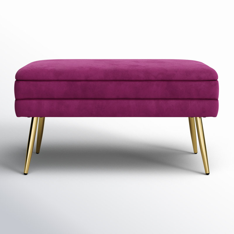 Banc de rangement rembourré et amovible Grayton, Prune