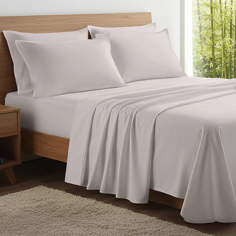 100% Organic Viscose From Bamboo Sheets Set, 300 Thread Count, 4-pc Set, Luxury Cooling Sheets, Deep Pockets - Gift-Ready Packaging, King Size (Cloud)