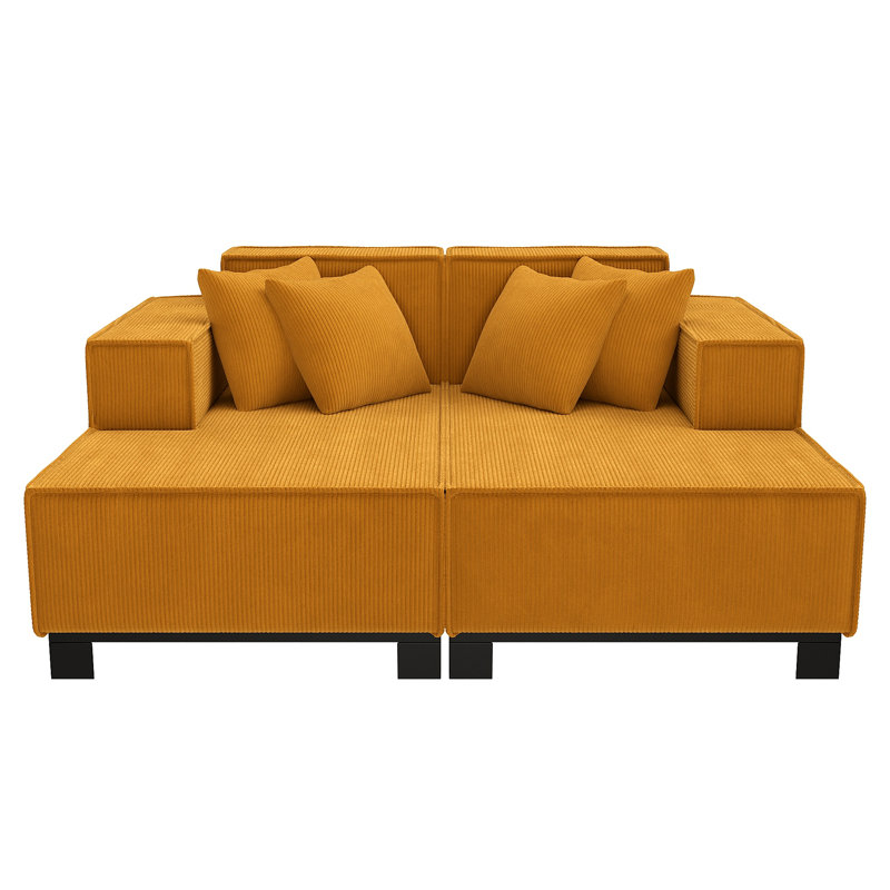 Canapé-lit rembourré avec 4 coussins Modern, Orange