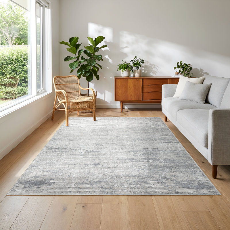 Tapis moderne gris foncé et ivoire Stafford, Gris / Ivoire, 10'0" x 14'0"