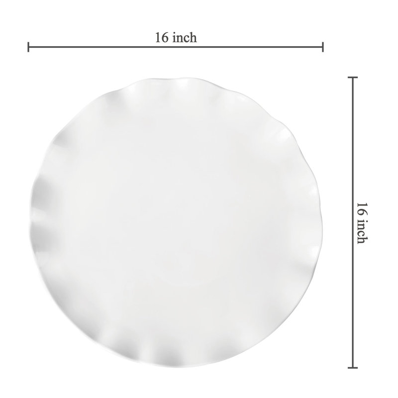 2-Piece White 16" Melamine Round Platter