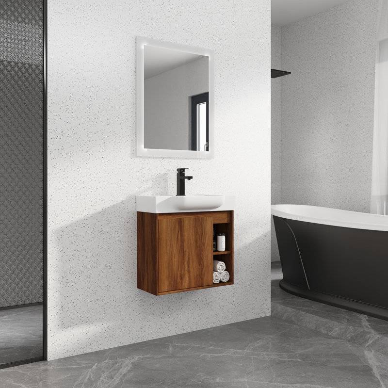 Wall-Mounted Bathroom Vanity with Ceramic Sink