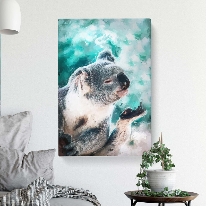 Cute Koala Bear in Abstract - Wrapped Canvas, 60cm H x 40cm W x 3cm D